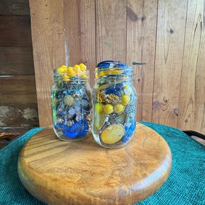 Eclectic Mystery Jewelry Jar | Mystery Jewelry Jar | Vintage & Modern Costume Jewelry | Royal Blue + Yellow Color Palette