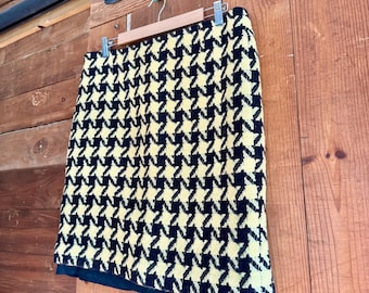 Black and Yellow INC Mini Skirt with Houndstooth Pattern