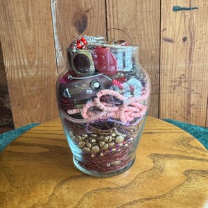 Witchy Jewelry Vase | Mystery Jewelry Jar | Vintage & Modern Costume Jewelry | All Boho, Witchy, Earthy Aesthetic | Warm Color Palette