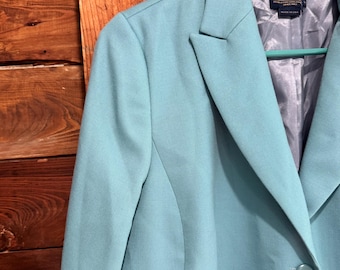 Pendleton Light Blue Single Brested Blazer | Made in USA, Virgin Wool