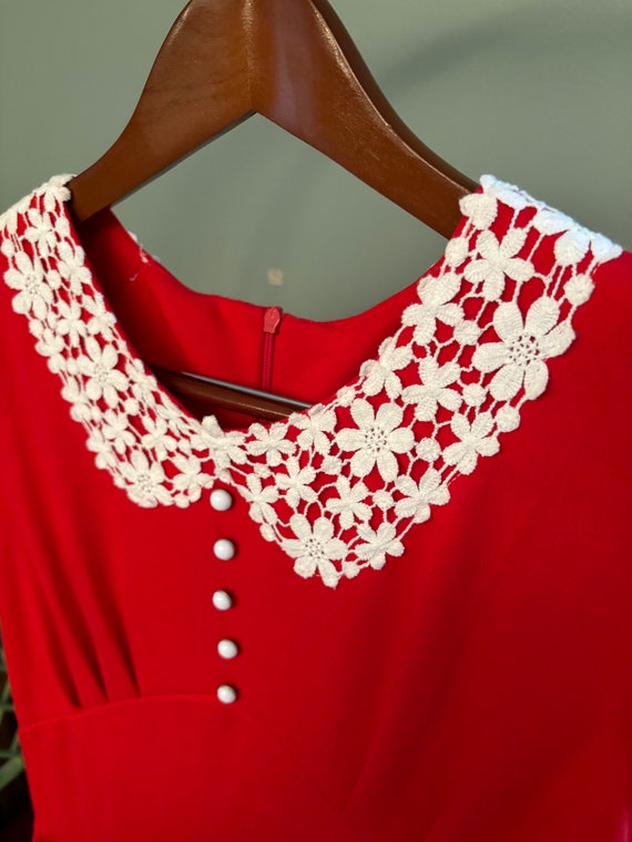 Red Lace Collared Dress | Retro 1950’s - image 6