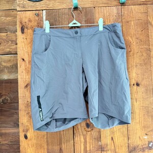 Puede incluir: Pantalones cortos deportivos grises con cierre de bot&oacute;n en la cintura, dos bolsillos laterales y un logotipo negro vertical impreso en la parte inferior de la pierna derecha que dice TERREX. Est&aacute;n hechos de un tejido sint&eacute;tico liso y ligero.