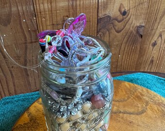 Curated Whimsy Jewelry Jar | Mystery Jewelry Jar | Coquette, Fairy Core, Whimsical | Pink, Black, Cream, Gold Mix