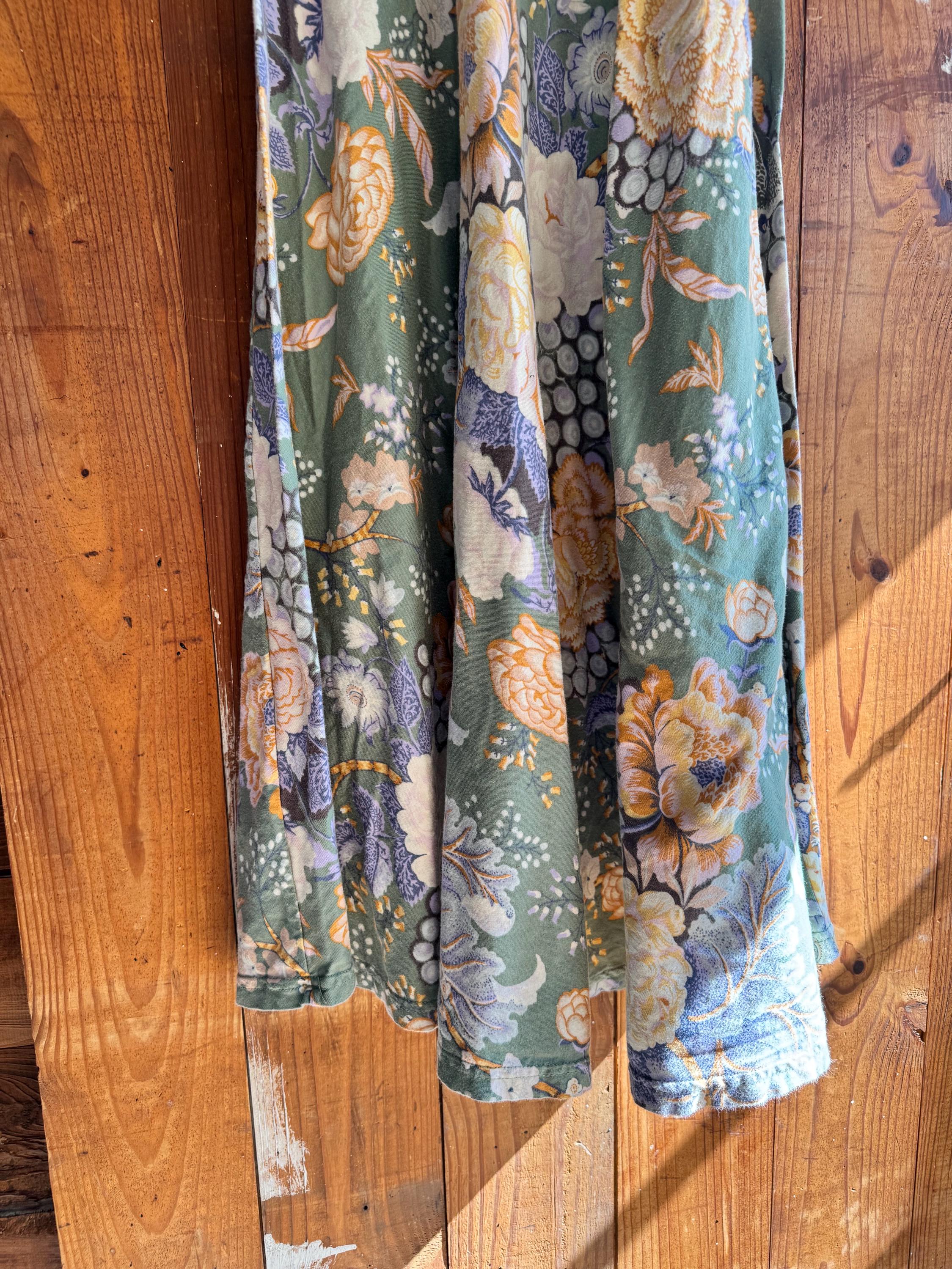 chaps green dress | Vintage 90's Midi | Pistachio & Lavender Floral Dress Floral dresses