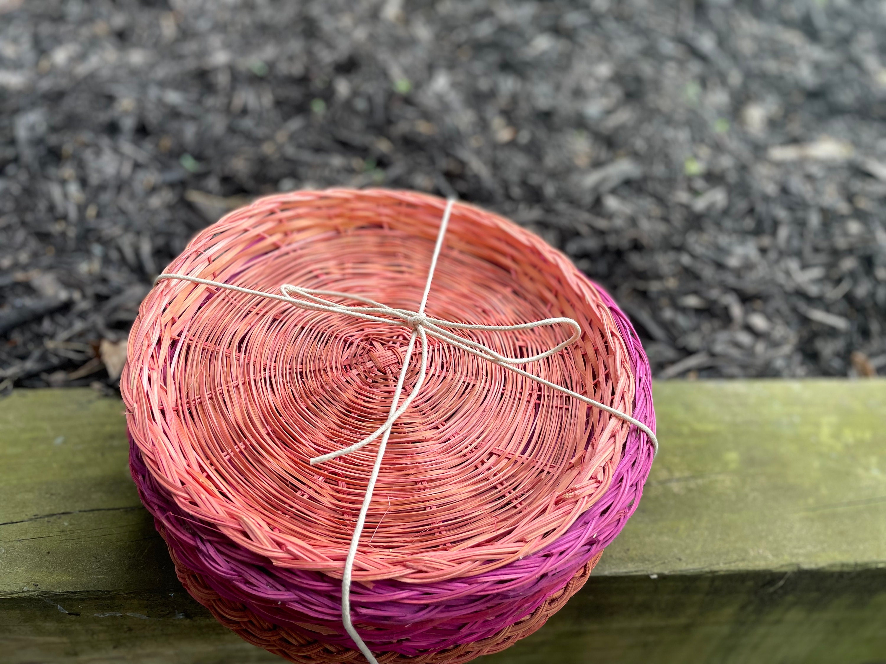 Vintage Rattan Paper Plate Chargers Pink, Set of Nine Etsy