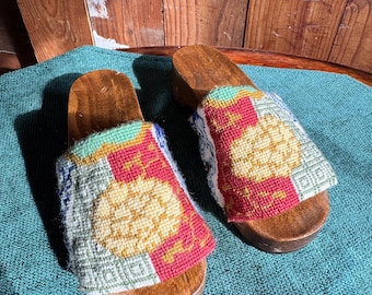 Vintage Women’s Wooden Clogs/Sandals | Bohemian Style | Size 5