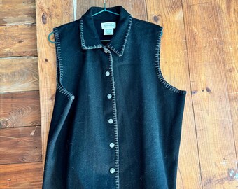 Black Vintage Western Wool Vest
