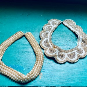 Set of (2) Vintage Faux Pearl Beaded Collar Necklace | Bridal Accessories | Repair Lot