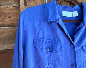 Christie & Jill Lavender Silk Button-Up Blouse