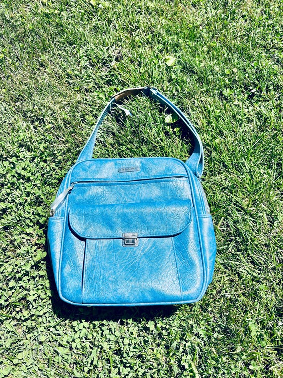 Blue Vintage Samsonite Luggage Shoulder Bag, Carry On, Purse