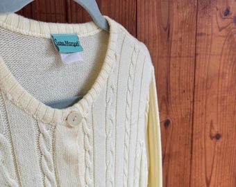 Pale Yellow Acrylic Cardigan