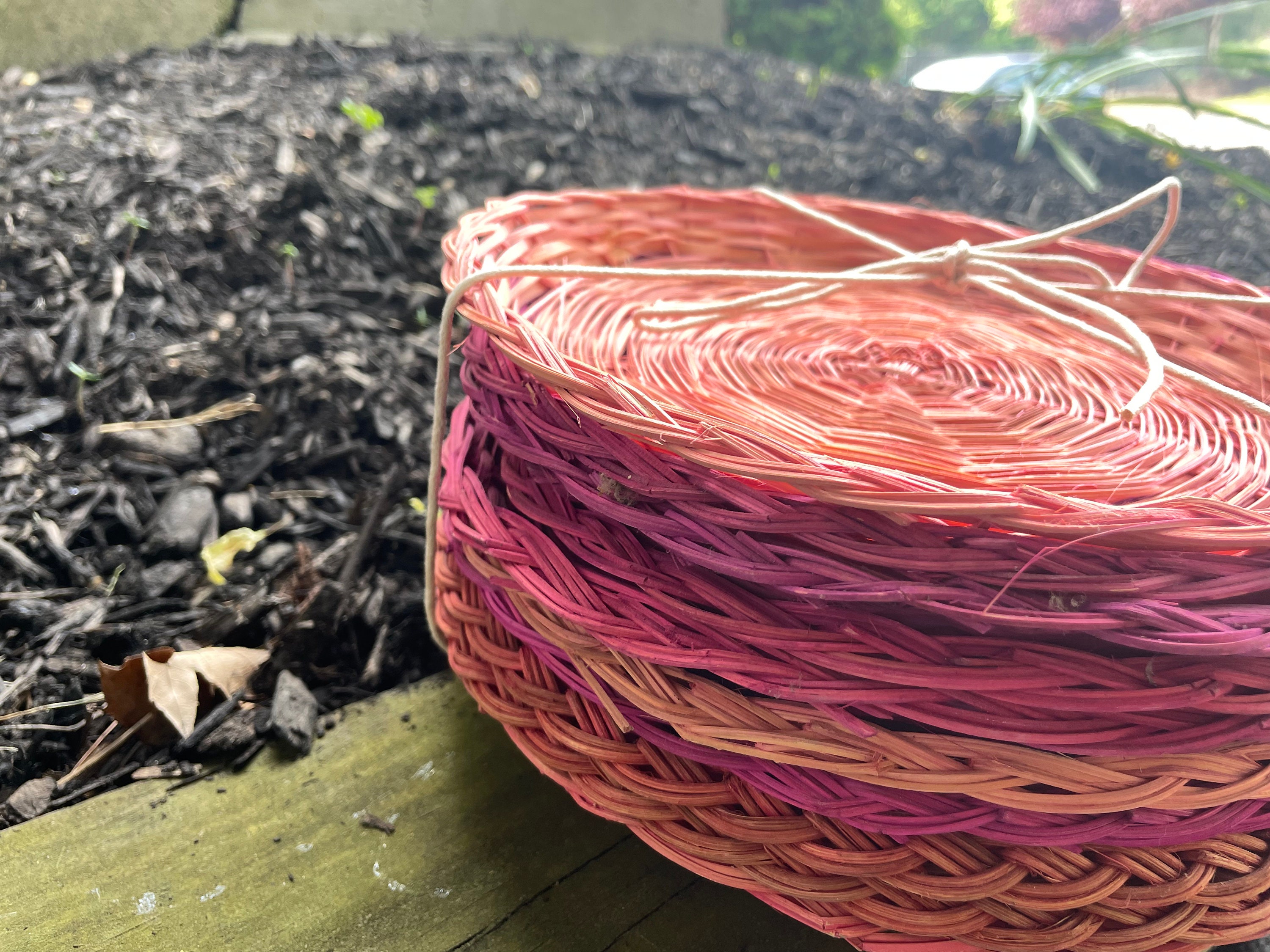 Vintage Rattan Paper Plate Chargers Pink, Set of Nine Etsy