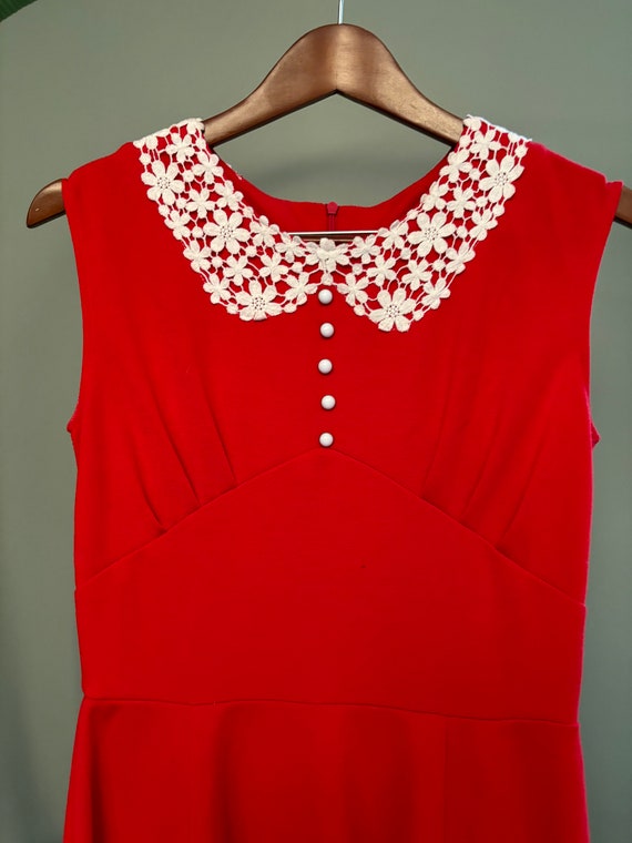 Red Lace Collared Dress | Retro 1950’s - image 3