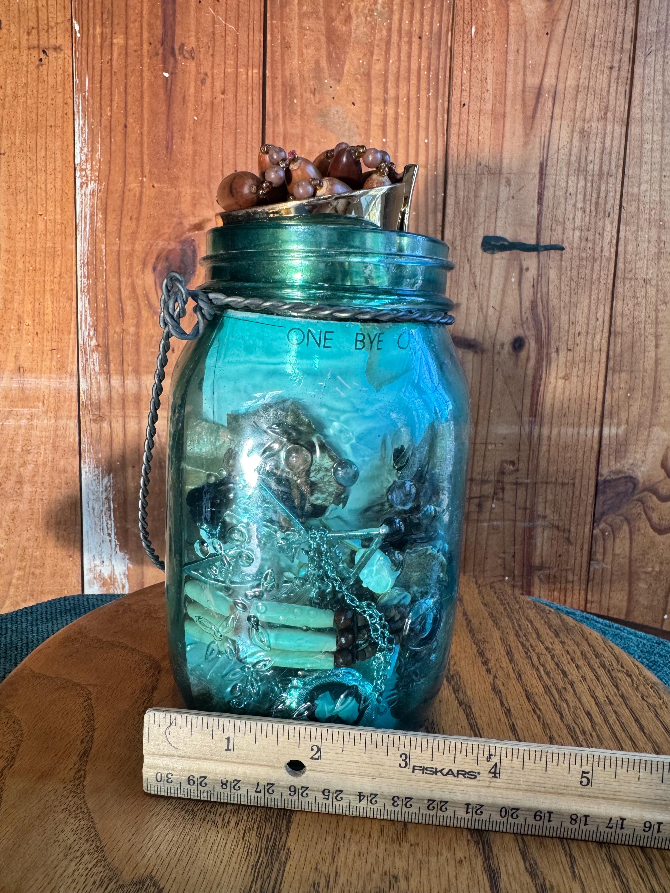 Turquoise Mason Jar of Jewelry | Mystery Jewelry Jar | Boho Glam