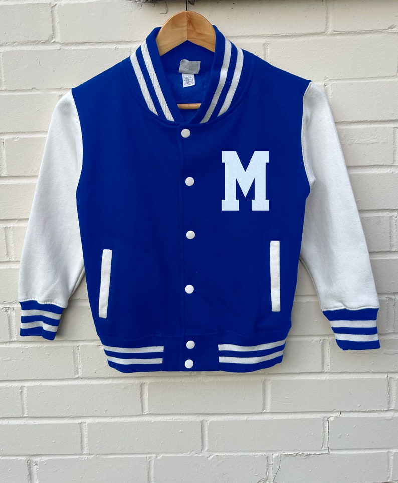 Varsity Style Flocked Letter M Patch Youth Varsity Jacket Etsy