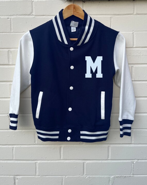 Varsity Style Flocked Letter M Patch Youth Varsity Jacket Etsy