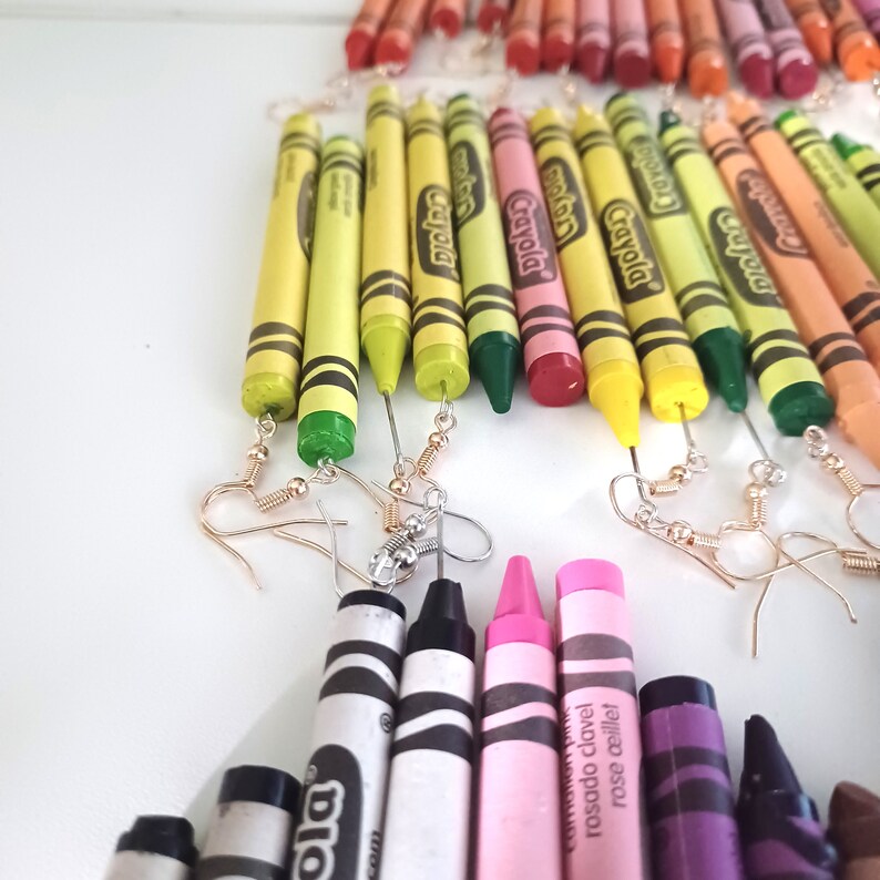 Crayola Crayon Novelty Earrings CUSTOM OPTIONS Teacher Etsy