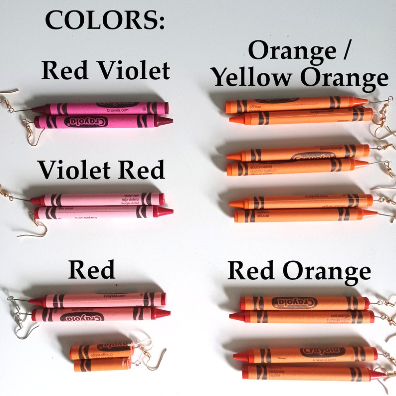 Crayola Crayon Novelty Earrings CUSTOM OPTIONS Teacher Etsy