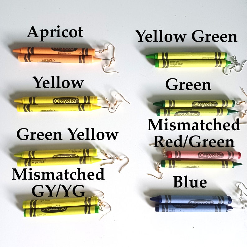 Crayola Crayon Novelty Earrings CUSTOM OPTIONS Teacher Etsy