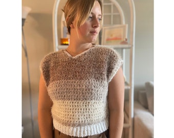Handmade Crocheted Sweater vest, personalized handmade christmas gift, crochet sweater vest, fuzzy loose fitting crochet sweater vest