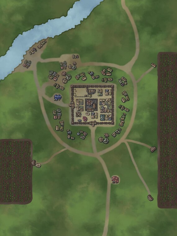 Riverside Town Map For D D Dnd 5e Vtt Roll Foundry Etsy India