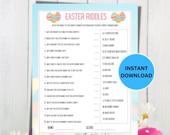 Juego de Pascua Imprimible, Acertijos de Pascua, Actividad de Pascua para niños y adultos, Juego Descargable, Pascua, Juegos para Niños, Juego de Acertijos Imprimible