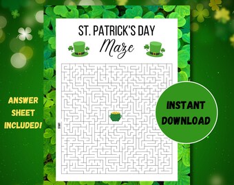 Juego del Día de San Patricio, Laberinto del Día de San Patricio imprimible, Juego del Día de San Patricio para niños, Descarga instantánea, Día de San Patricio