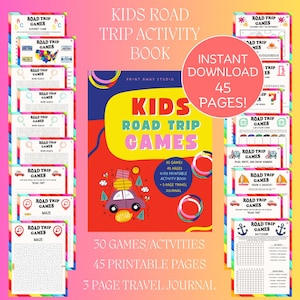 Kinder Road Trip Spiele, Familien Road Trip druckbare Aktivitäten, Familienurlaub Auto Spiele, Reise Pintable, Road Trip Essentials, Spiele
