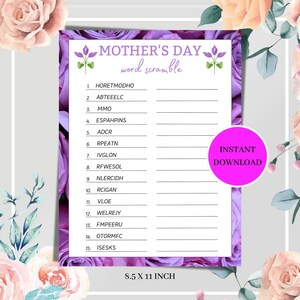 Jogo de palavras para o dia das mães, jogos de festa para o dia das mães, mistura de palavras, atividades para o dia das mães, presentes para o dia das mães, jogo para a família, PDF para impressão