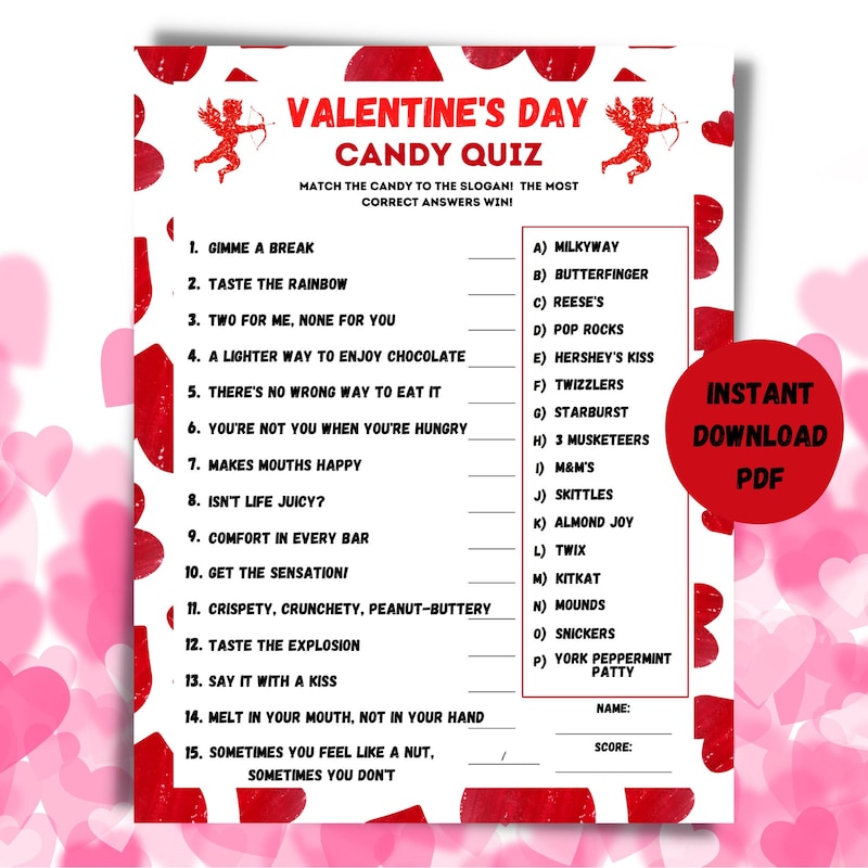 Valentine Candy Printable Etsy