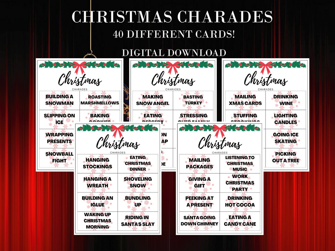 Christmas Charades Printable, Holiday Digital Games, Christmas Games ...