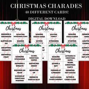 Charadas de Natal para impressão, jogos digitais de férias, jogos de Natal, 40 charadas