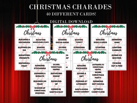 Christmas Charades Printable Holiday Digital Games Christmas - Etsy
