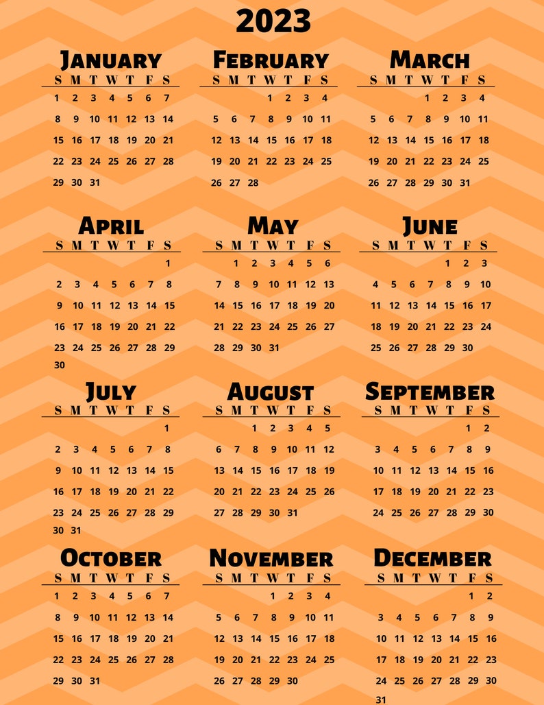 2023 Year at a Glance Calendar Bundle 10 Different Background Etsy