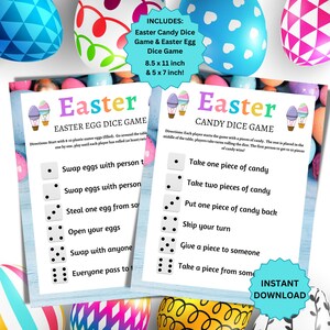 Easter Game, Easter Bundle, Candy Dice Game, Easter Egg Dice Game, Spring Activity, Easter Activities For Kids and Adults, Easter Printable
