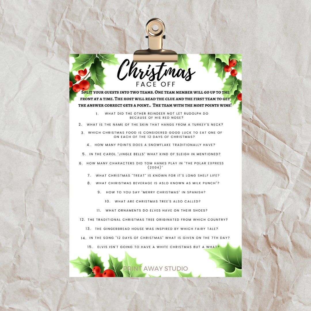 2022 Christmas Printable Party Games Instant Download Game for Work