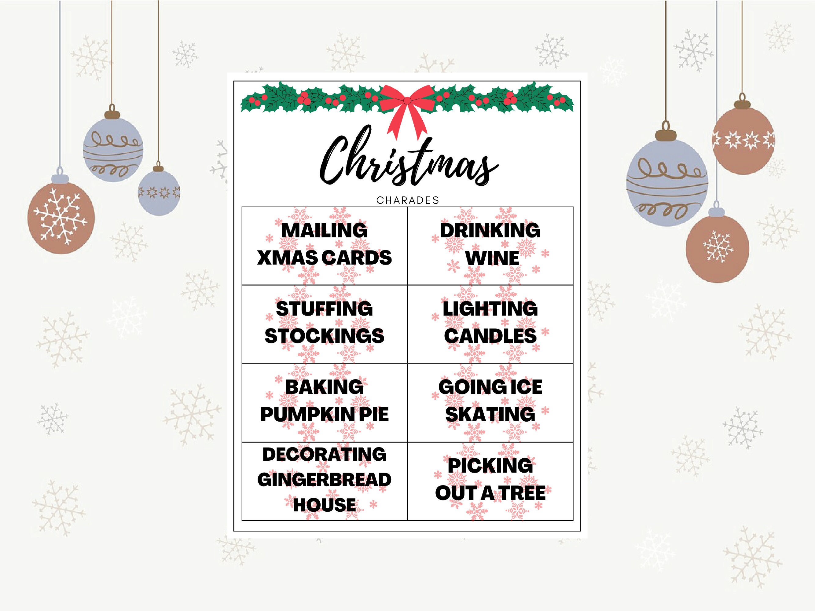 Christmas Charades Printable, Holiday Digital Games, Christmas Games ...