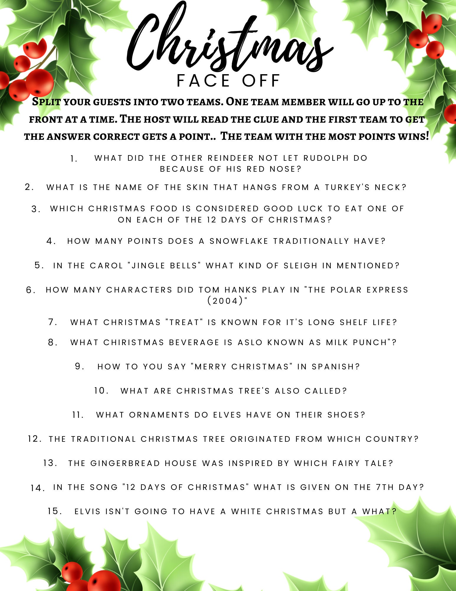 2022 Christmas Printable Party Games Instant Download Game for Work