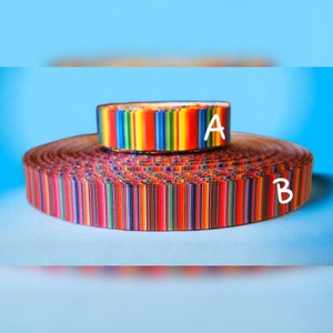 7/8&quot; Serape Mexican Cinco de Mayo Stripe Pattern Ribbon