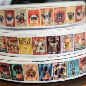 5/8&quot; Pug or Chihuahua or Dachshund Dog Ribbon