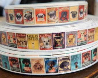 5/8&quot; Pug or Chihuahua or Dachshund Dog Ribbon