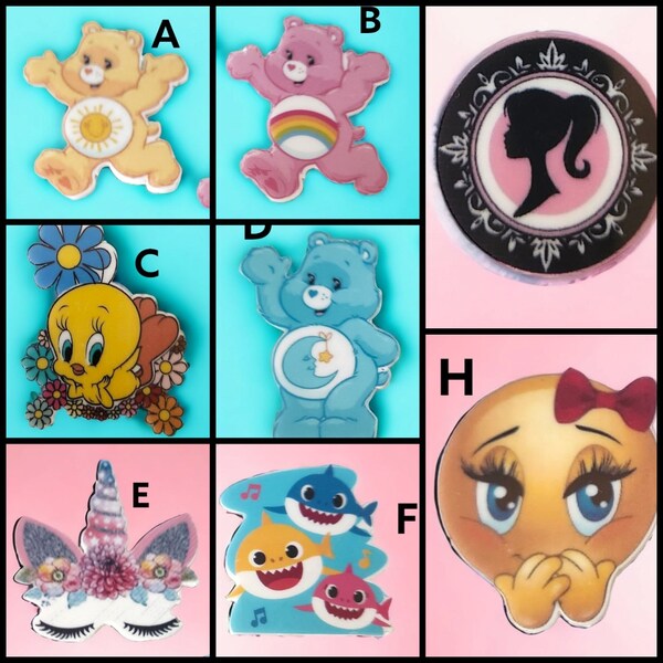 2 or 6 Pieces - Cartoon Bear Bird Unicorn Doll Shark Resin Planar Flatbacks, DIY Crafts