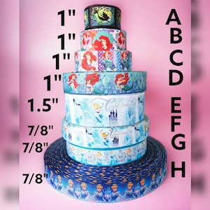 7/8&quot; or 1&quot; or 1.5&quot; Cartoon Princess Mermaid Fairytale Ribbon