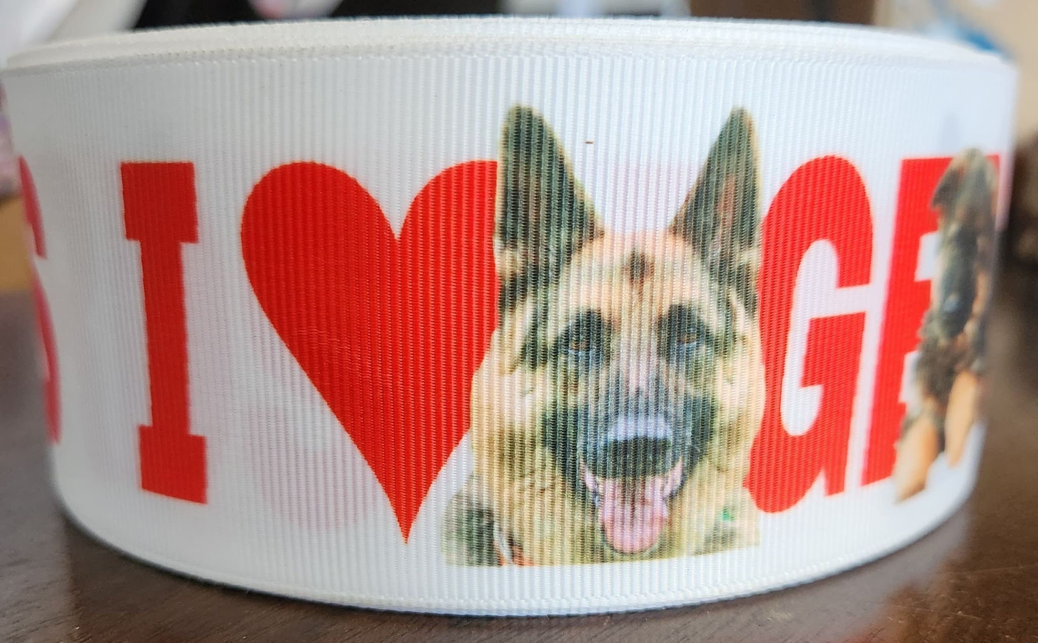 2" I Love German Shepherds Dog Ribbon