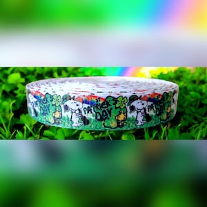 7/8" St. Patrick's Day Beagle Cartoon Dog Holiday Ribbon