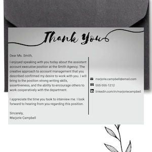 Job Interview--Thank You Note for  Digital Card Templates | Personalize in Canva | Thank You | Canva Template