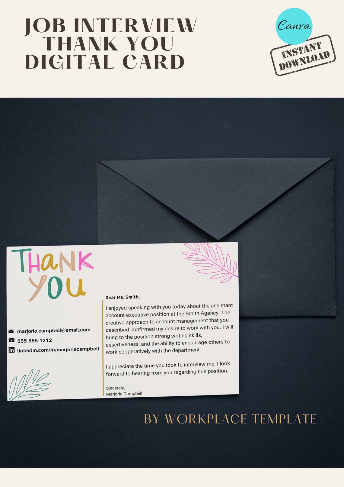 Interview Thank You Card Modern Thank You Card Simple Thank You Card Interview Thank You Card Modern Thank You Card Simple Thank You Card