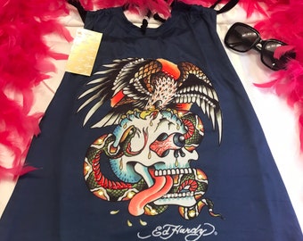 Ed hardy skull dress y2k ギャル　00s Rare Gorgeous Vintage Y2k Ed Hardy Custom Halter Dress - Etsy