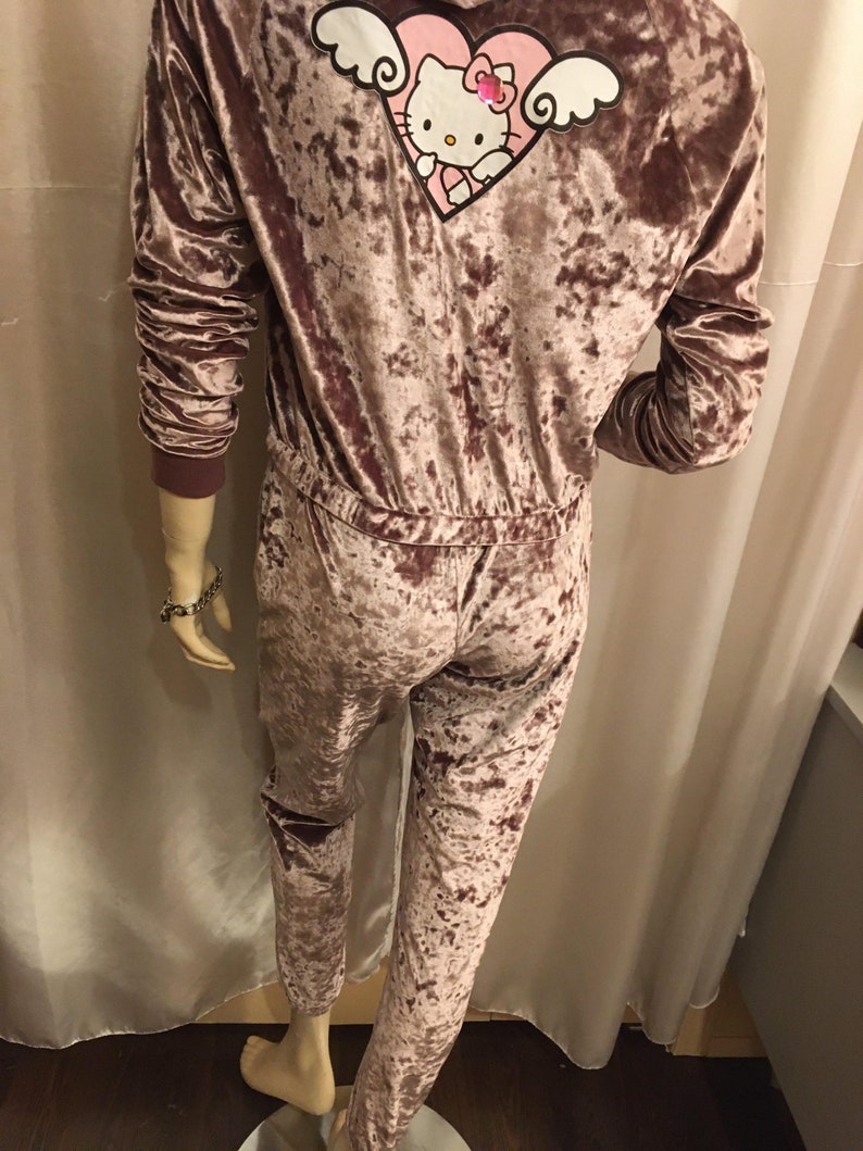 Adorable Crushed Velvet Pink Hello Kitty Tracksuit Etsy