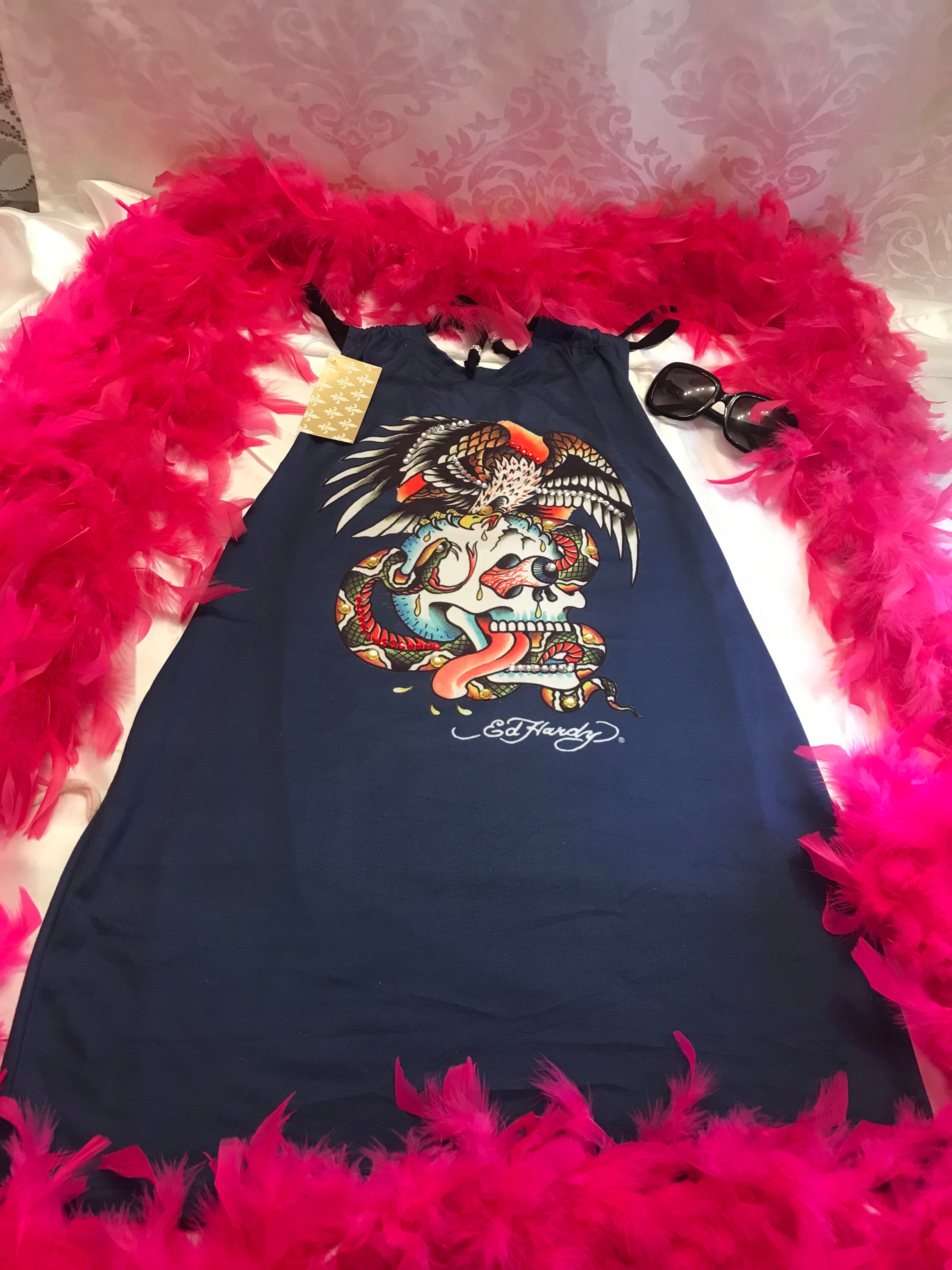 Ed hardy skull dress y2k ギャル　00s Rare Gorgeous Vintage Y2k Ed Hardy Custom Halter Dress - Etsy